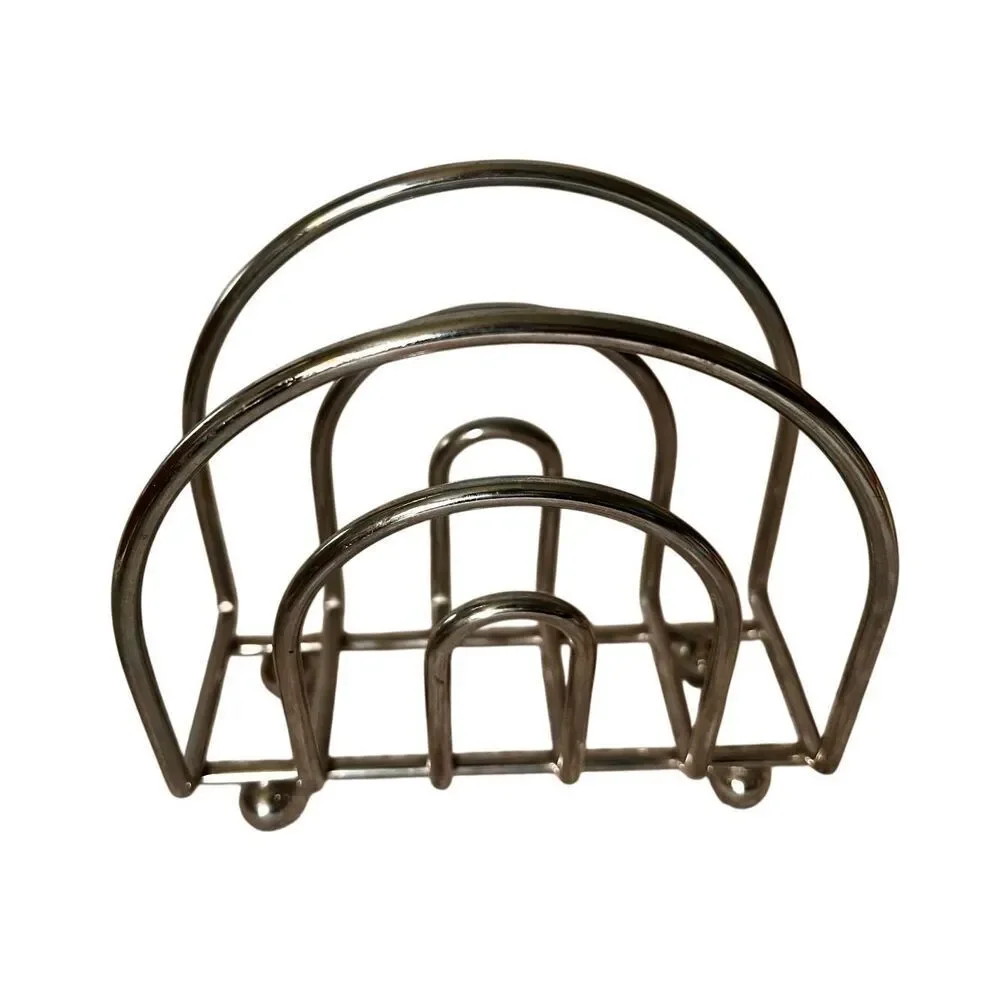 Vintage Metal Napkin Holder Semi Circle Chrome With Ball Feet MCM